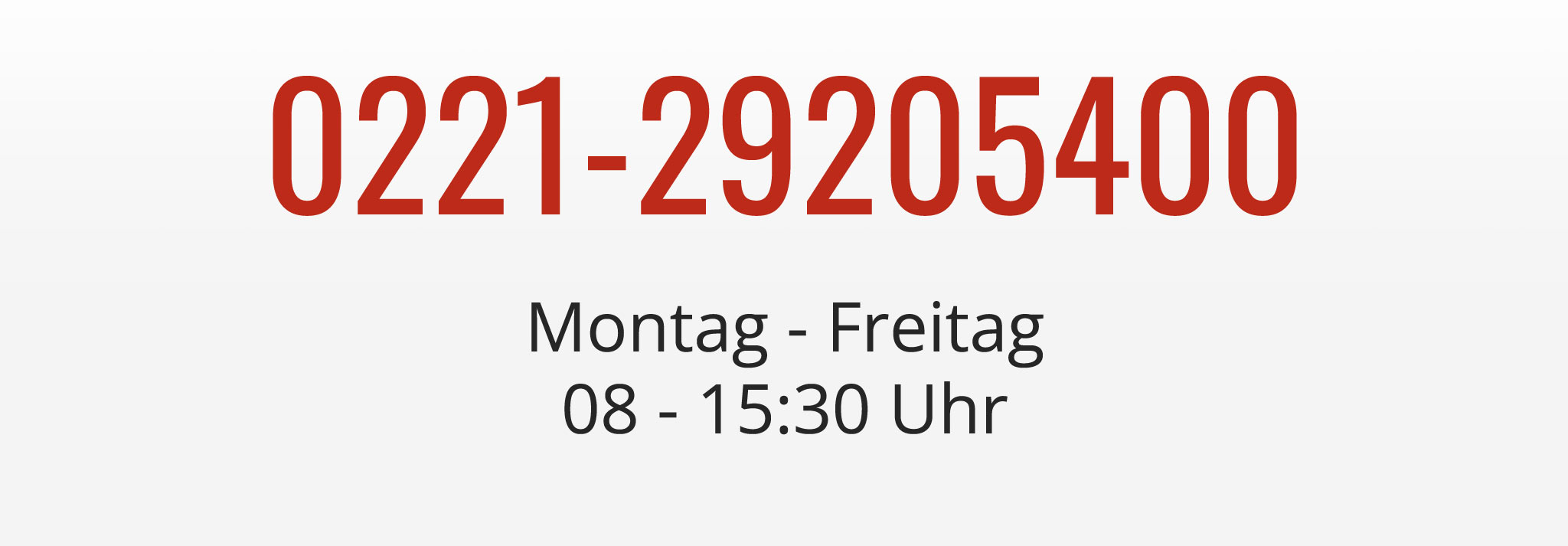 Telefonnummer 0221 / 29205400