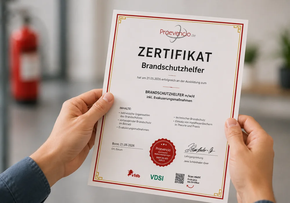 Zertifikat und Nachweis direkt nach der Schulung